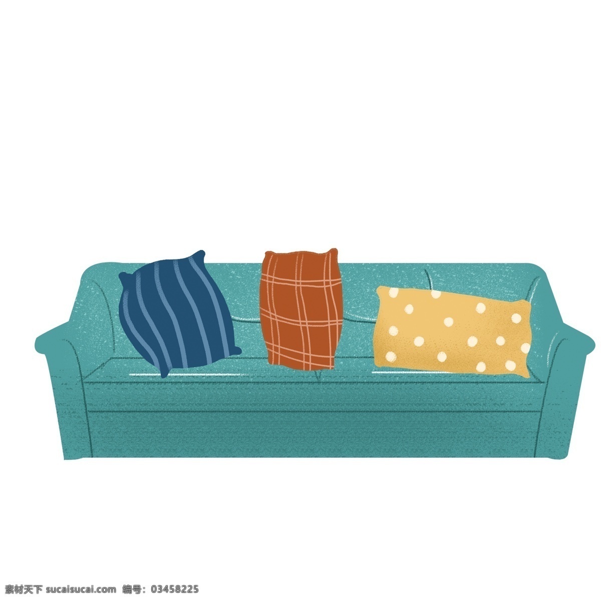 蓝色 小清 新沙 发 元素 沙发 插画 小清新 卡通 抱枕