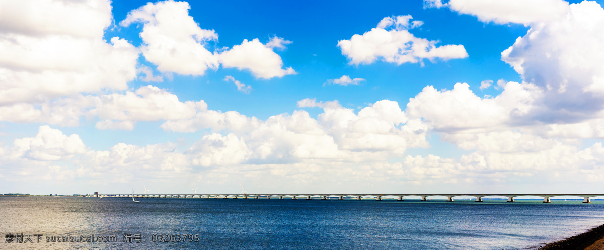 跨海大桥 自然风景 大海 大桥 海水 天空 蓝天 白云 美景 自然景观 山水风景