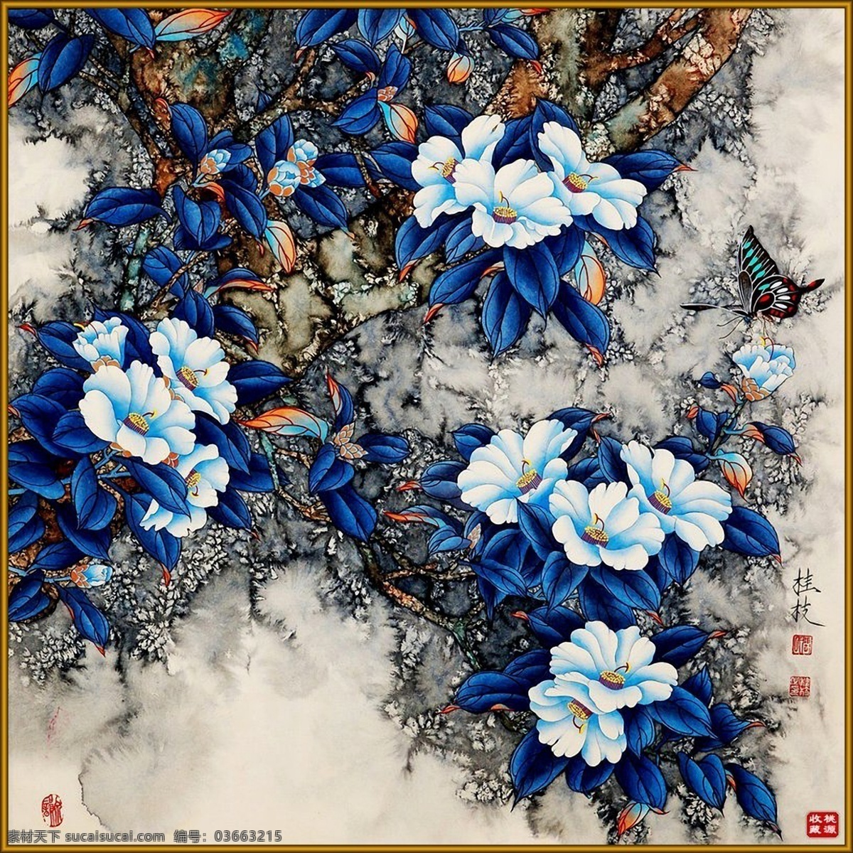 桂枝 桂花 装饰画 风景画 景物 植物 工笔画 水墨画 天猫 高清 装修 阿里巴巴 高清图 环境设计 无框画