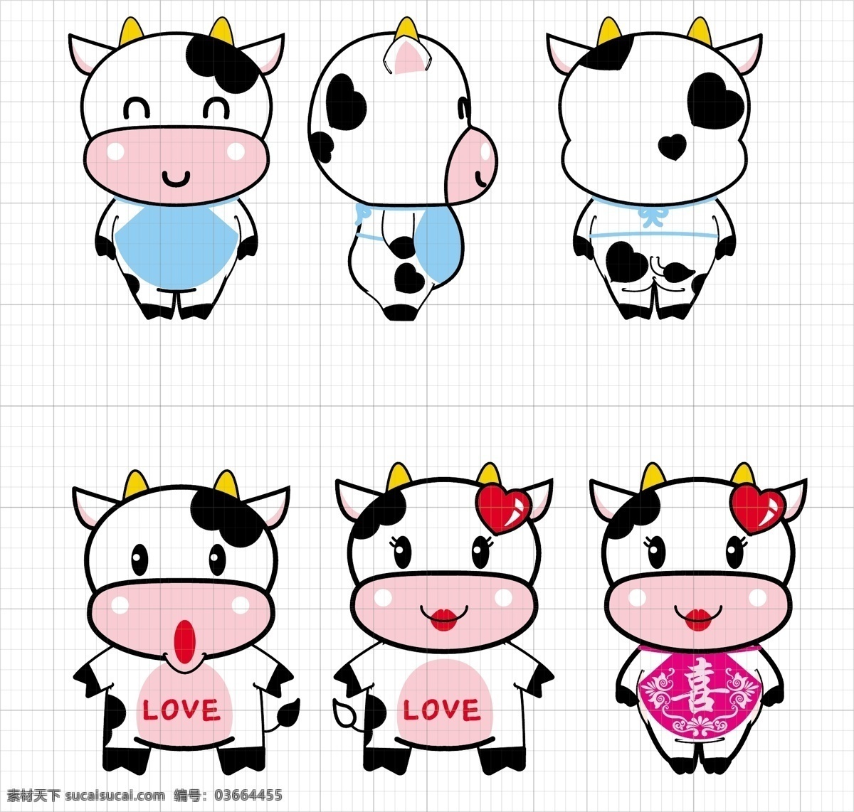 卡通牛牛 可爱奶牛 卡通奶牛 公仔牛 萌萌奶牛 奶牛家族 小妞宝宝 卡通 卡通设计