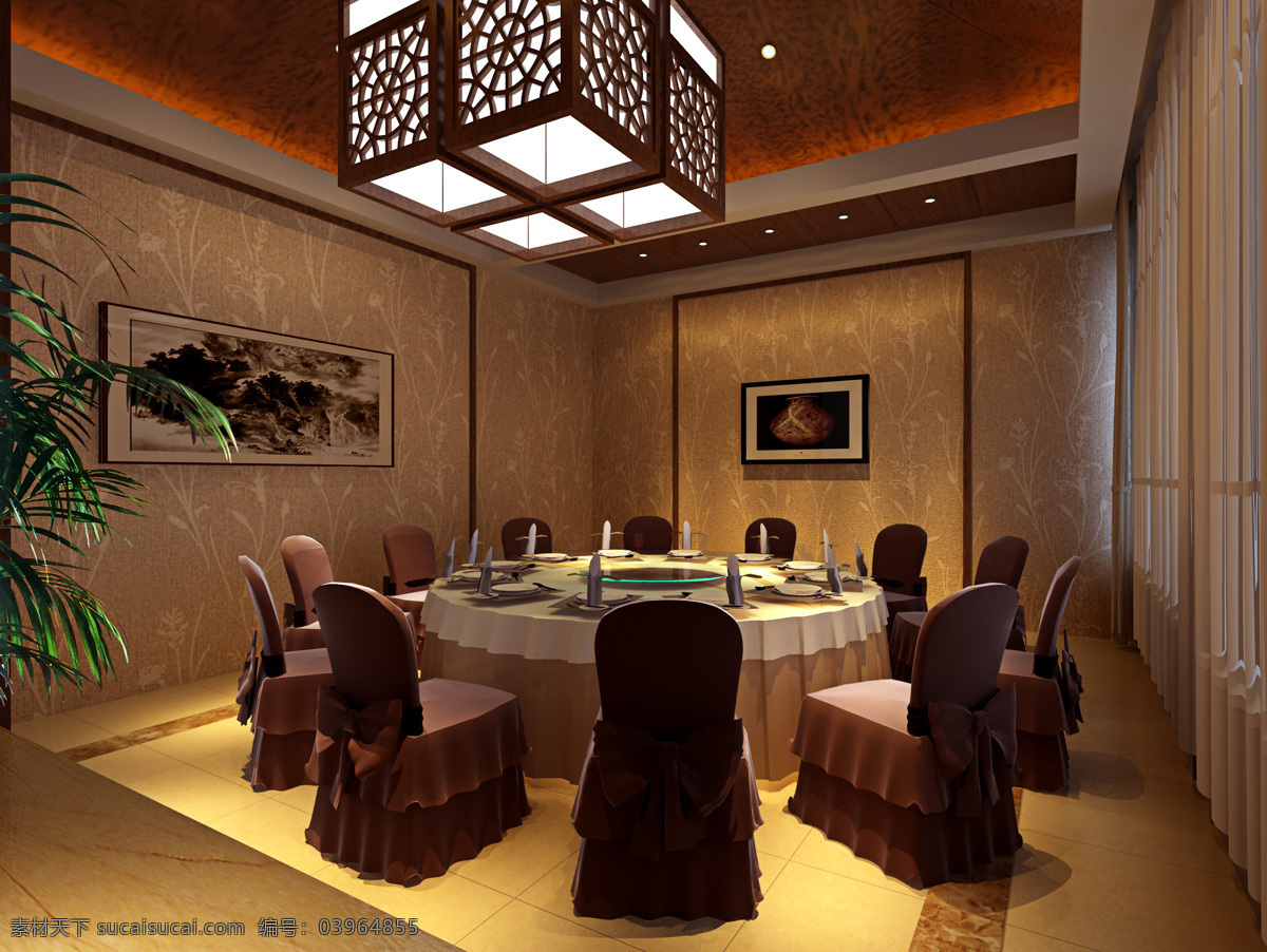 酒店 中餐厅 3d设计 3d作品 吊灯 室内设计 效果图 植物 桌椅 酒店中餐厅 包厢 家居装饰素材 灯饰素材