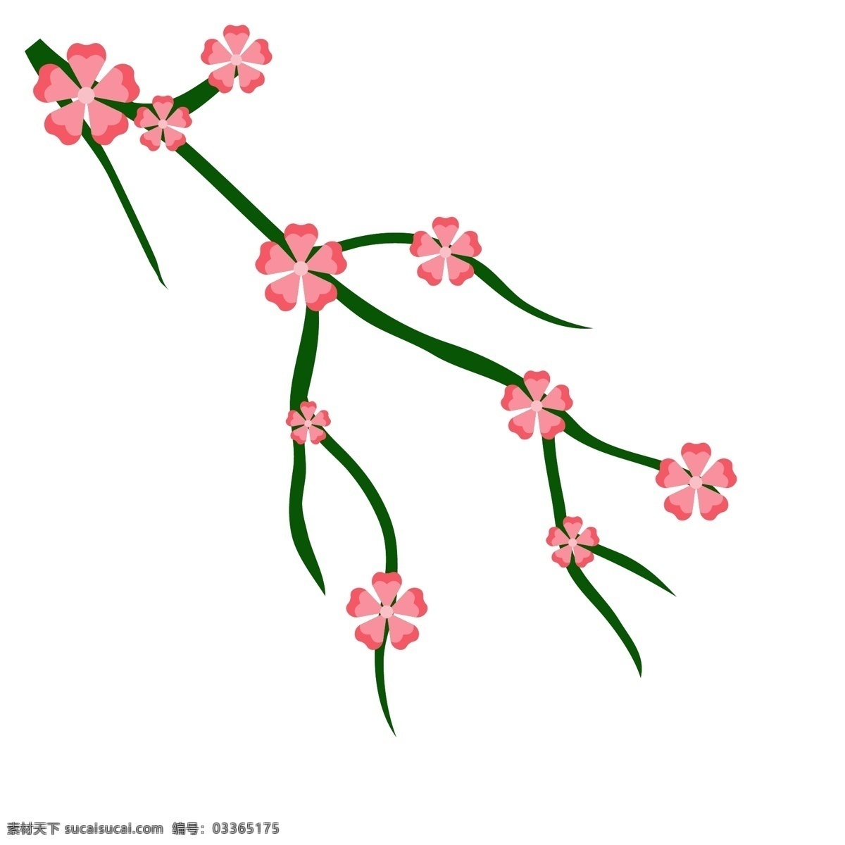 漂亮 粉色 樱花 插画 漂亮的樱花 卡通插画 鲜花插画 花朵插画 花瓣插画 樱花插画 绿色的枝条