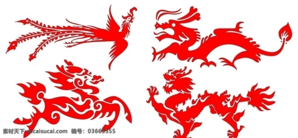龙凤 麒麟 龙 凤 psd格式 分辨率200 分层 源文件