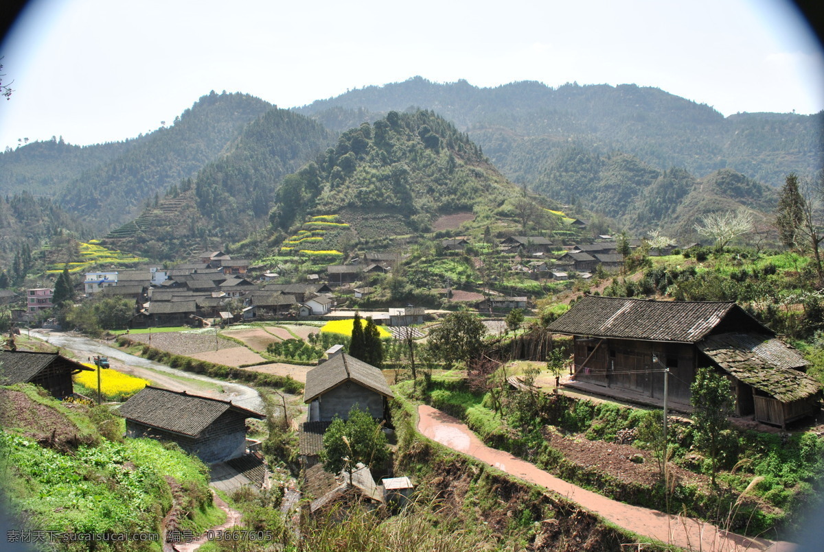 湘西苗寨 湘西苗族木房 吊脚楼 建筑 房屋 绿树 山峦 自然风景 自然景观