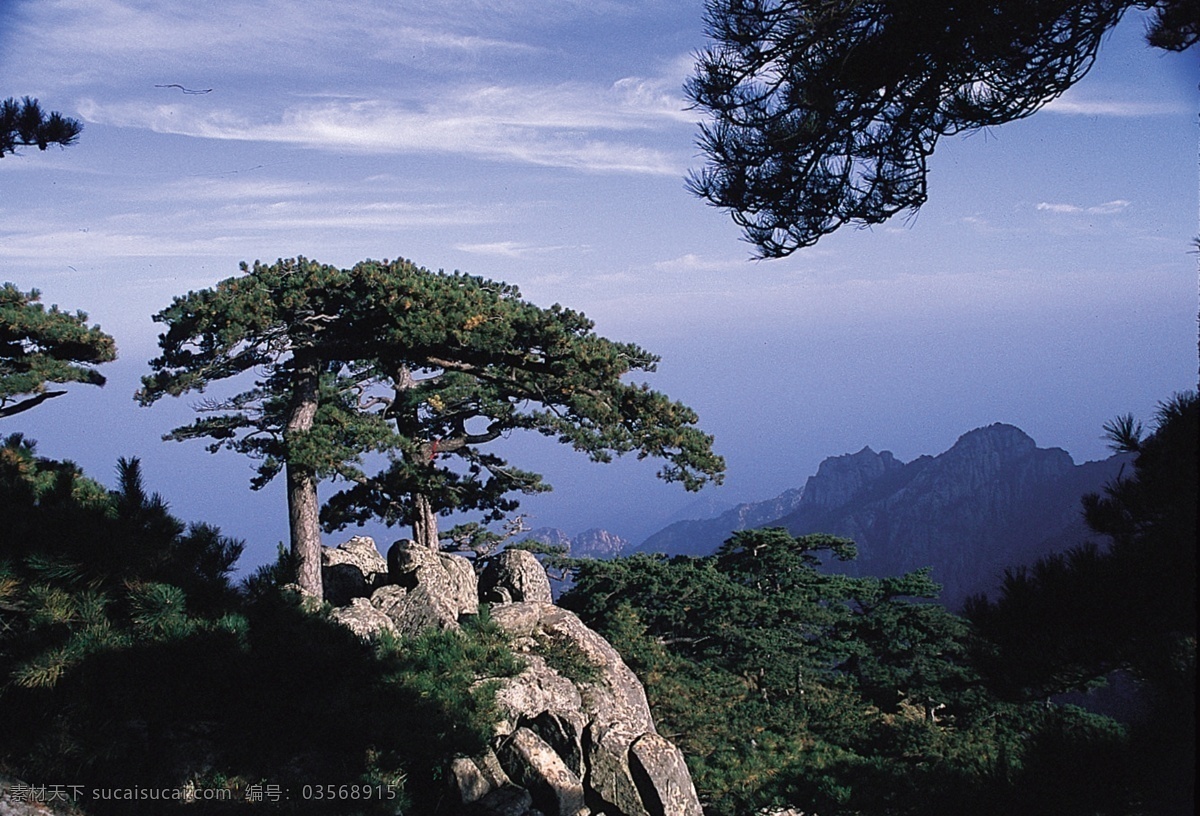 黄山图片 峡谷 蓝天 白云 自然风景 自然景观 黄山 安徽 黄山松 松树 迎客松 挺拔 怪石 巨石 国内旅游 旅游摄影 高清图片 现代科技