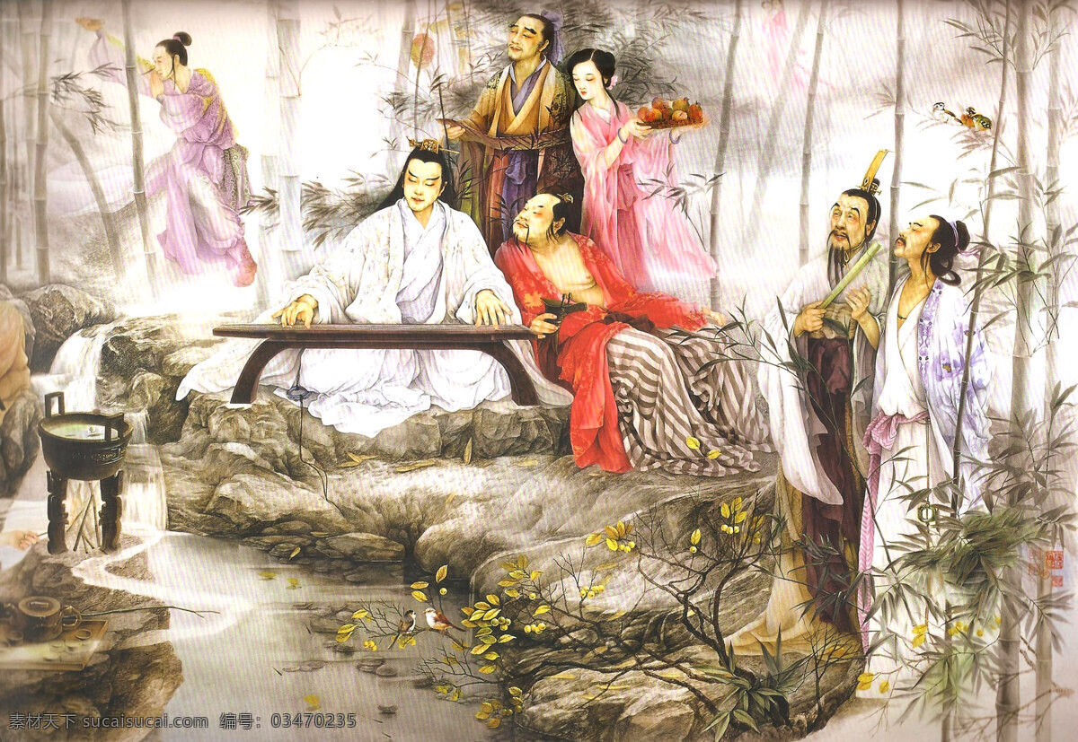 表情 动作 古代人物 国画艺术 画 绘画书法 男人 人物画 仙乐 悠悠 设计素材 模板下载 仙乐悠悠 中国画 工笔重彩画 现代国画 仕女 神话 神仙 姿势 竹林 溪流 石头 树丛 书法 印章 国画集14 文化艺术 家居装饰素材 雕刻 图案