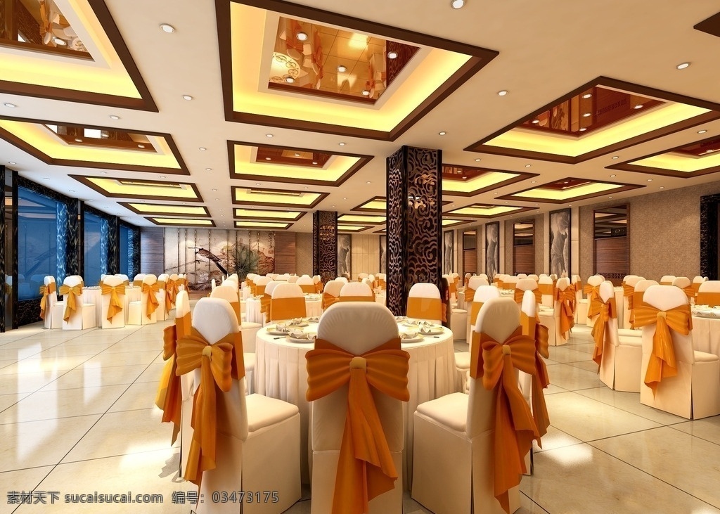 酒店餐厅 大厅 桌椅 酒店 餐厅 效果图 环境设计 室内设计