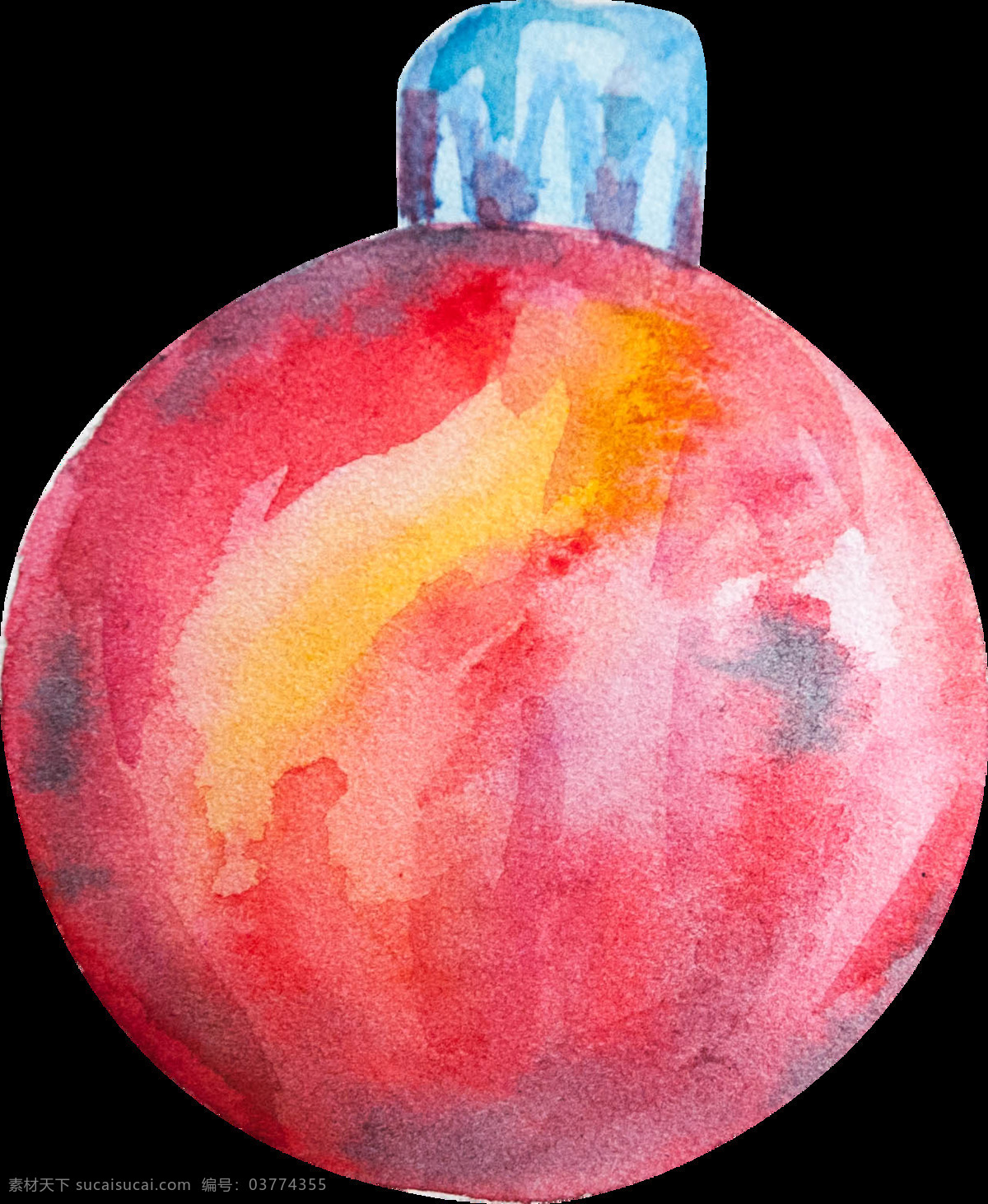 水彩 手绘 红色 装饰 圆球 透明 小球 蓝色 免扣素材 圣诞节 透明素材 装饰图片