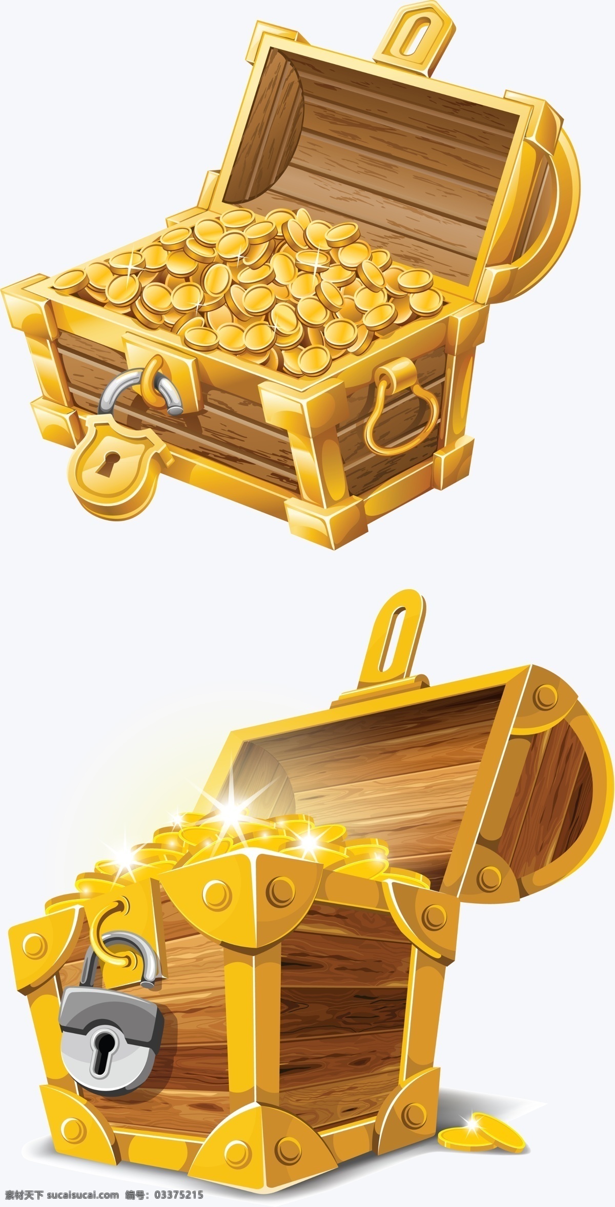 金币 宝 箱 财富 宝箱 高清 金锁 卡通 商业 银锁 psd源文件