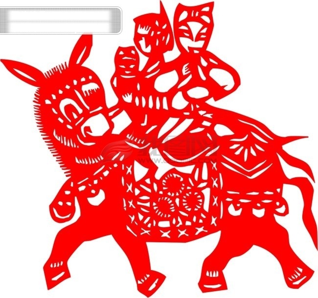 矢量 剪纸 骑 驴 图案 骑驴 矢量图 其他矢量图