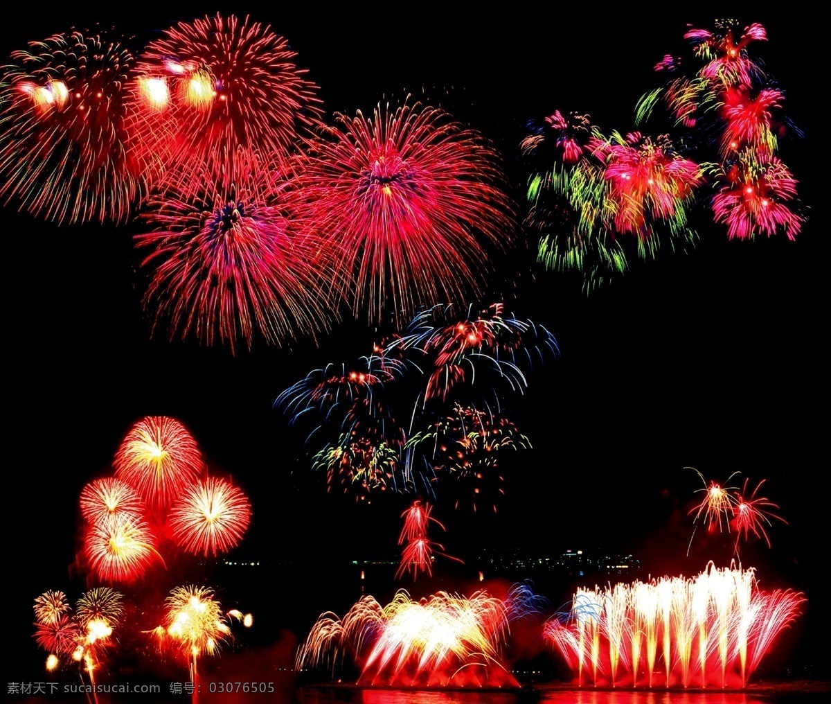 烟花图库 烟花 组合 黑色