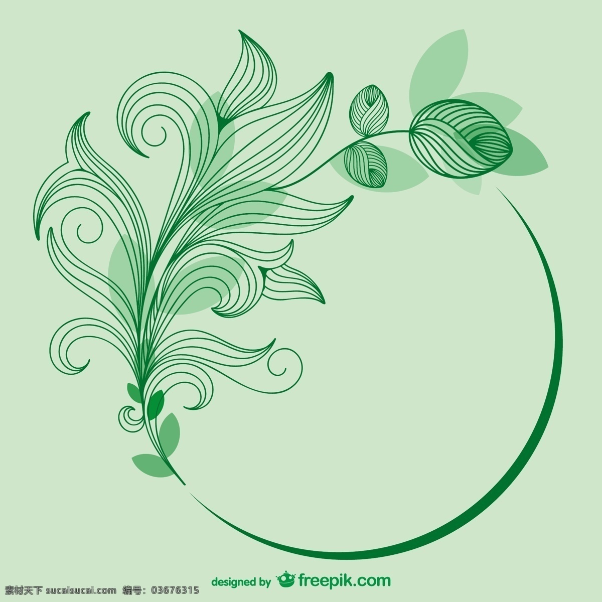 勾勒 出 绿色 叶子 背景 花卉 邀请 装饰 复古 自然 模板 线 艺术 绿色背景 壁纸 图形 漩涡 布局