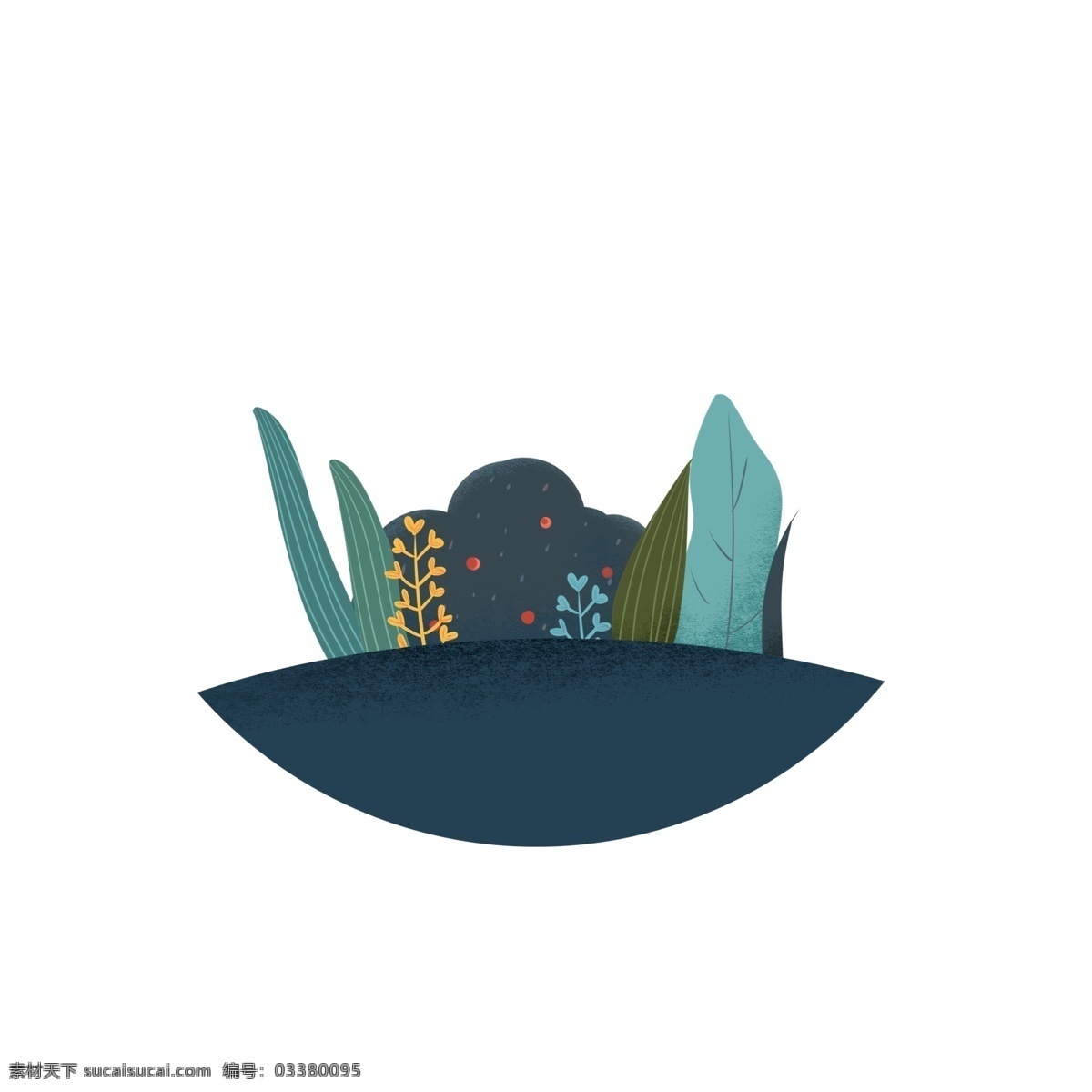 绿叶 元素 叶子 植物 手绘 插画 背景 背景素材 蓝色 绿色 插画风 清新 手绘风 深色 深绿