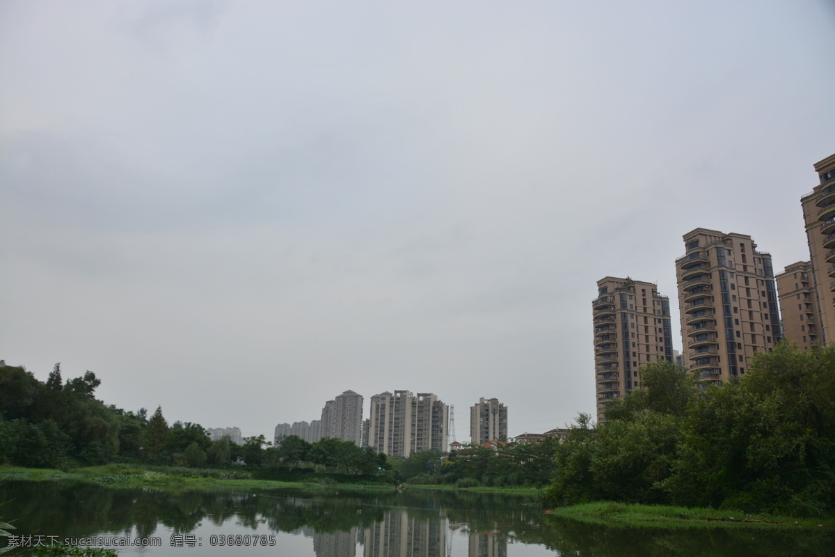 湿地 公园 高楼 群 倒影 河道 河流 原创摄影 建筑园林 灰色