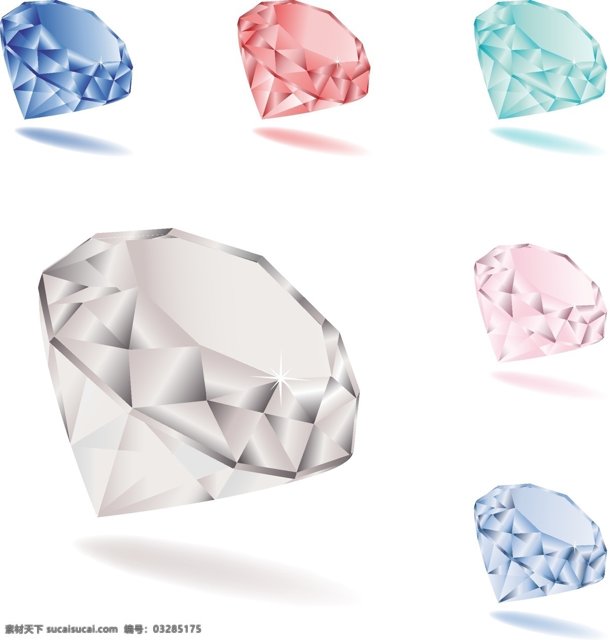 彩色钻石插画 珠宝 彩色 钻石 插画 宝石