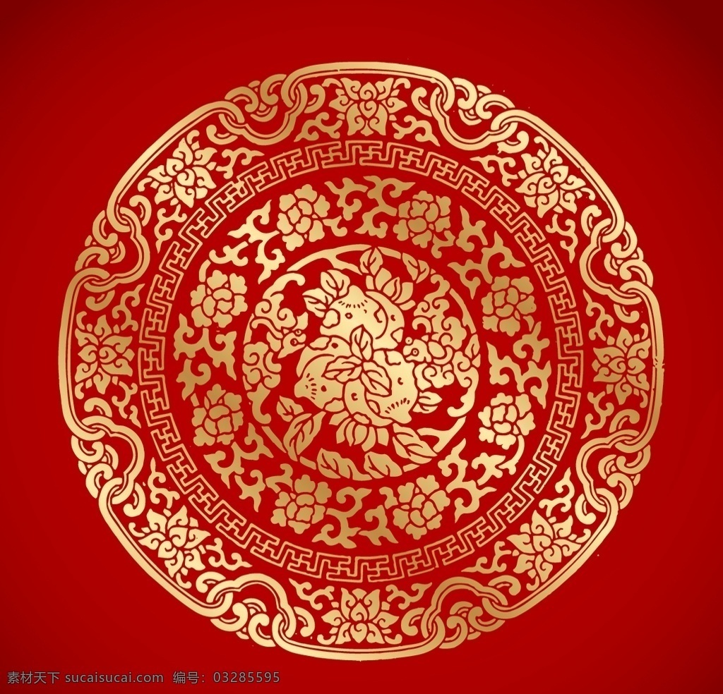 中式古典底纹 中式 古典 底纹 印章 盖印 传统 矢量 圆形 图案 喜庆 吉祥 如意 万字图