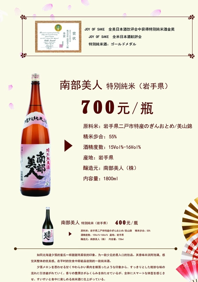 日本酒水海报 清酒 扇子 樱花 酒 酒水 海报 分层 源文件 底纹边框 移门图案