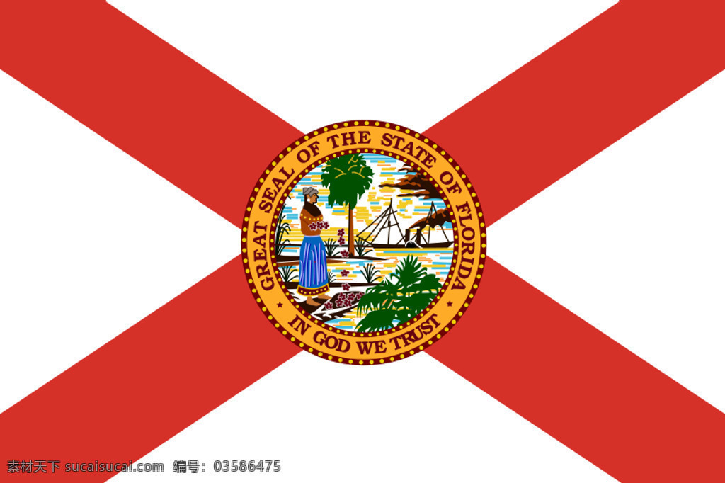 美国 佛罗里达州 国旗 状态 插画集