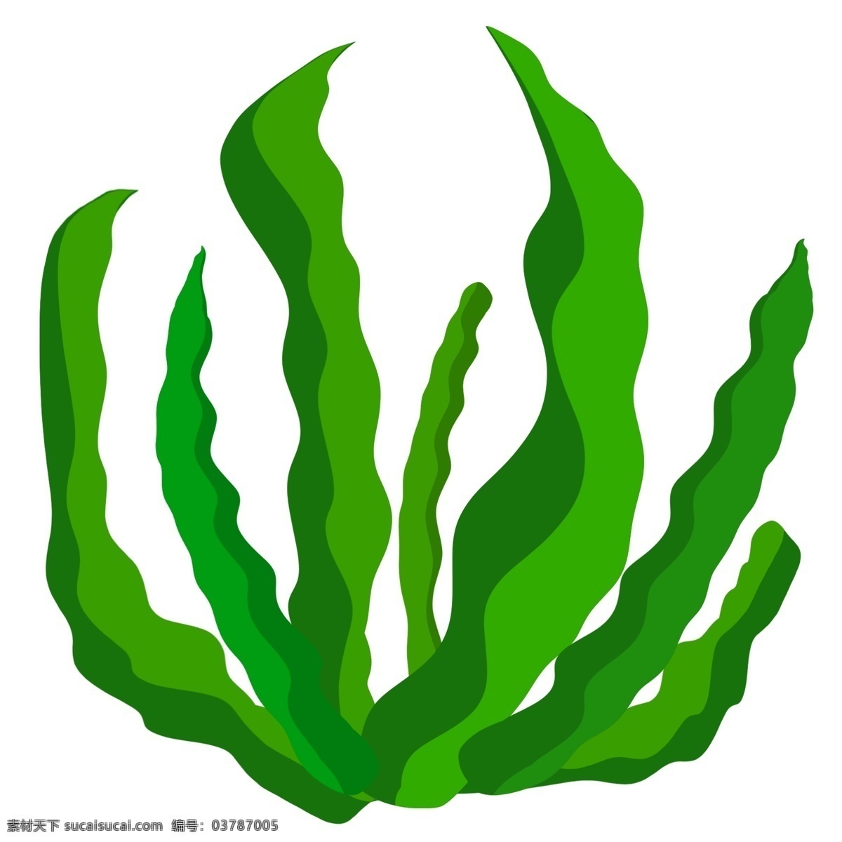 手绘 矢量 海洋 动植物 海带 鱼类 珊瑚树 海草