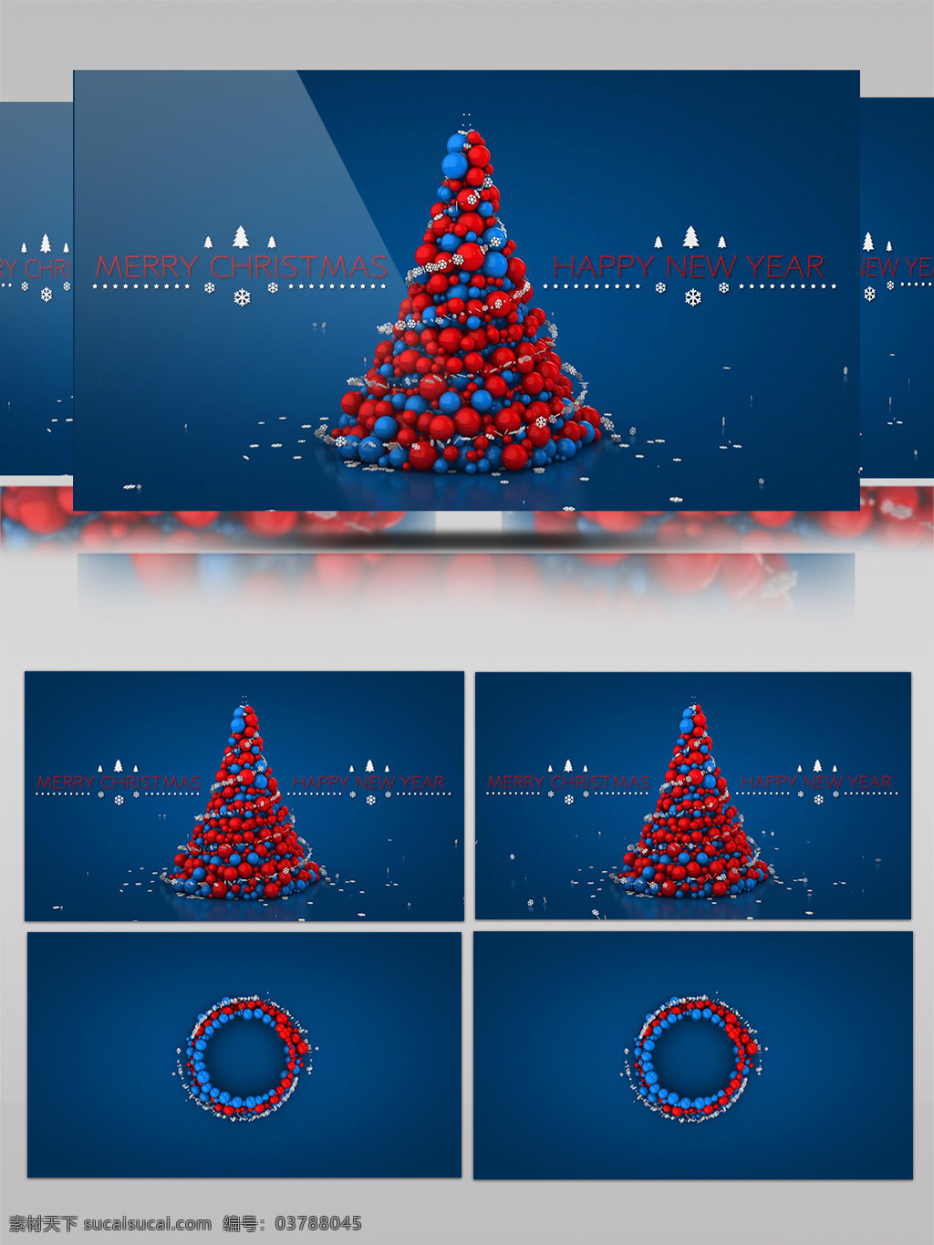 彩色 球体 生成 圣诞树 庆祝 新年 ae 模版 蓝色 圣诞节 圣诞 粒子 圣诞帽