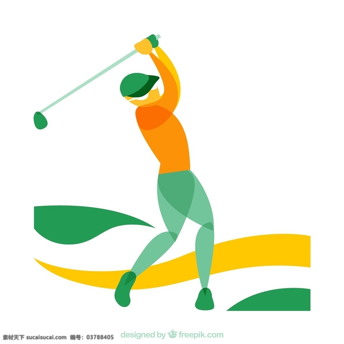 抽象 彩色 高尔夫 球手 矢量图 高尔夫球 运动 白色