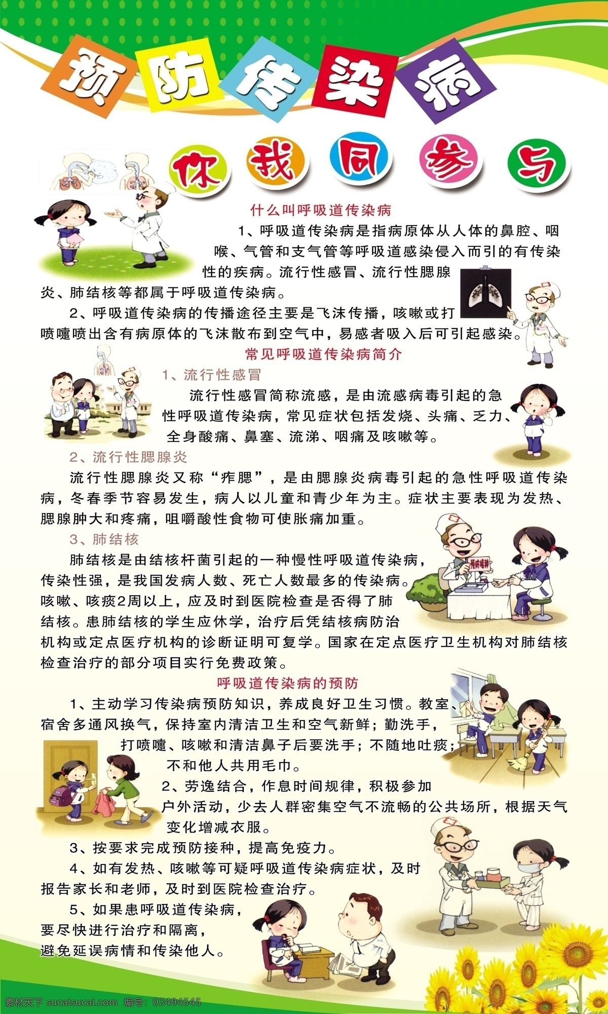 预防宣传病 你我同参与 呼吸道传染病 流行性感冒 流行性腮腺炎 肺结核 传染病的预防 分层