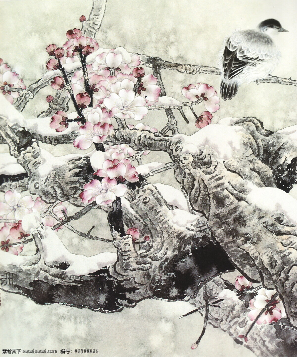 飘雪 工笔画 线描 国画 中国画 植物 树木 大师作品 风景画 工笔画花草 梅花 梅花工笔画 白描画 工笔画梅花 书法 树杆 树枝 鲜花 鸟类 小鸟 动物 绘画书法 文化艺术