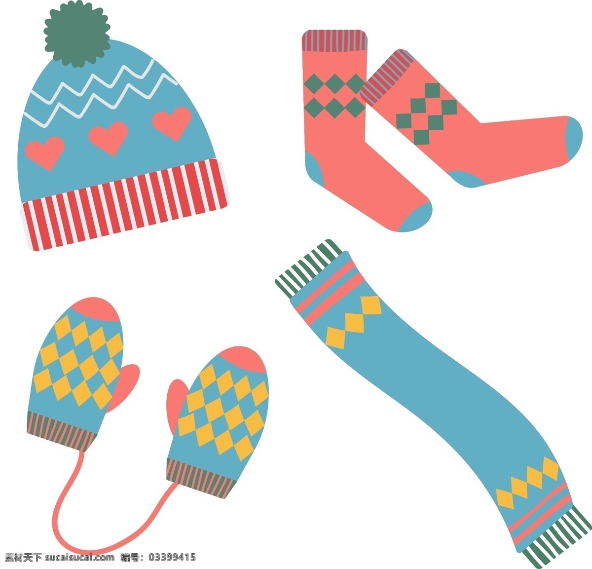 一个 简单 冬季 保温 元素 插图 开襟 羊毛衫 冬天 可爱 帽子 温暖 技巧 服装 袜子 材料 如果 留意