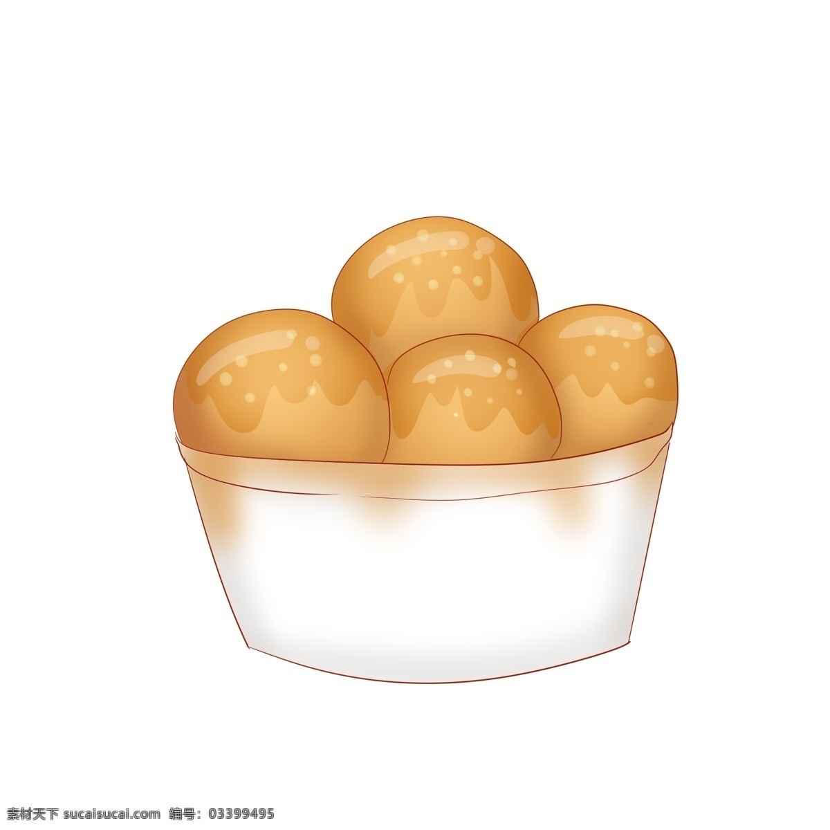 创意 美味 炸 麻 圆 插画 炸麻圆 白色 卡通炸麻圆 美味的零食 零食插画 油炸零食插画