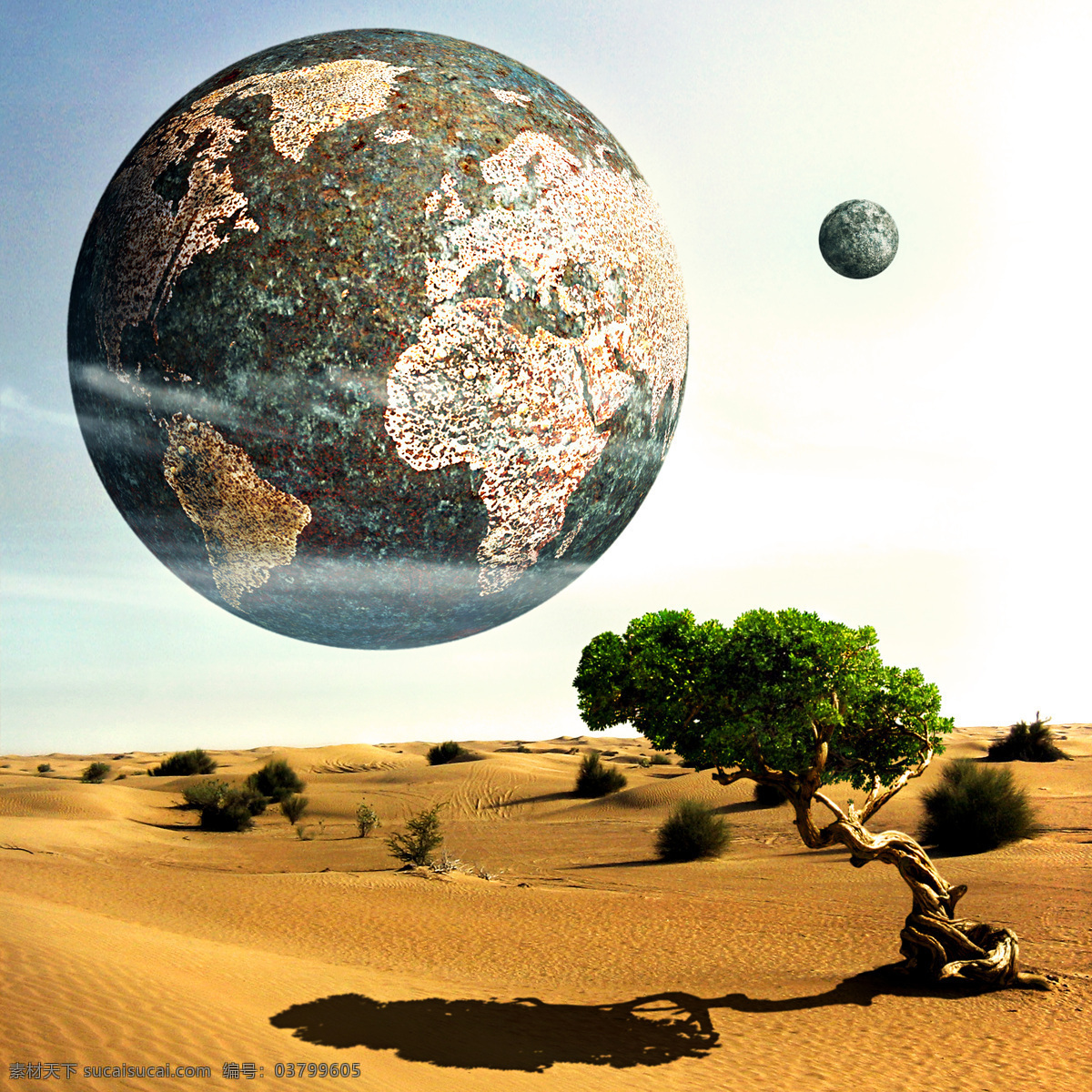 星球 大树 地球 科学研究 魔幻 奇幻 沙漠 现代科技 宇宙 云彩 星空 星际 影子 黄沙