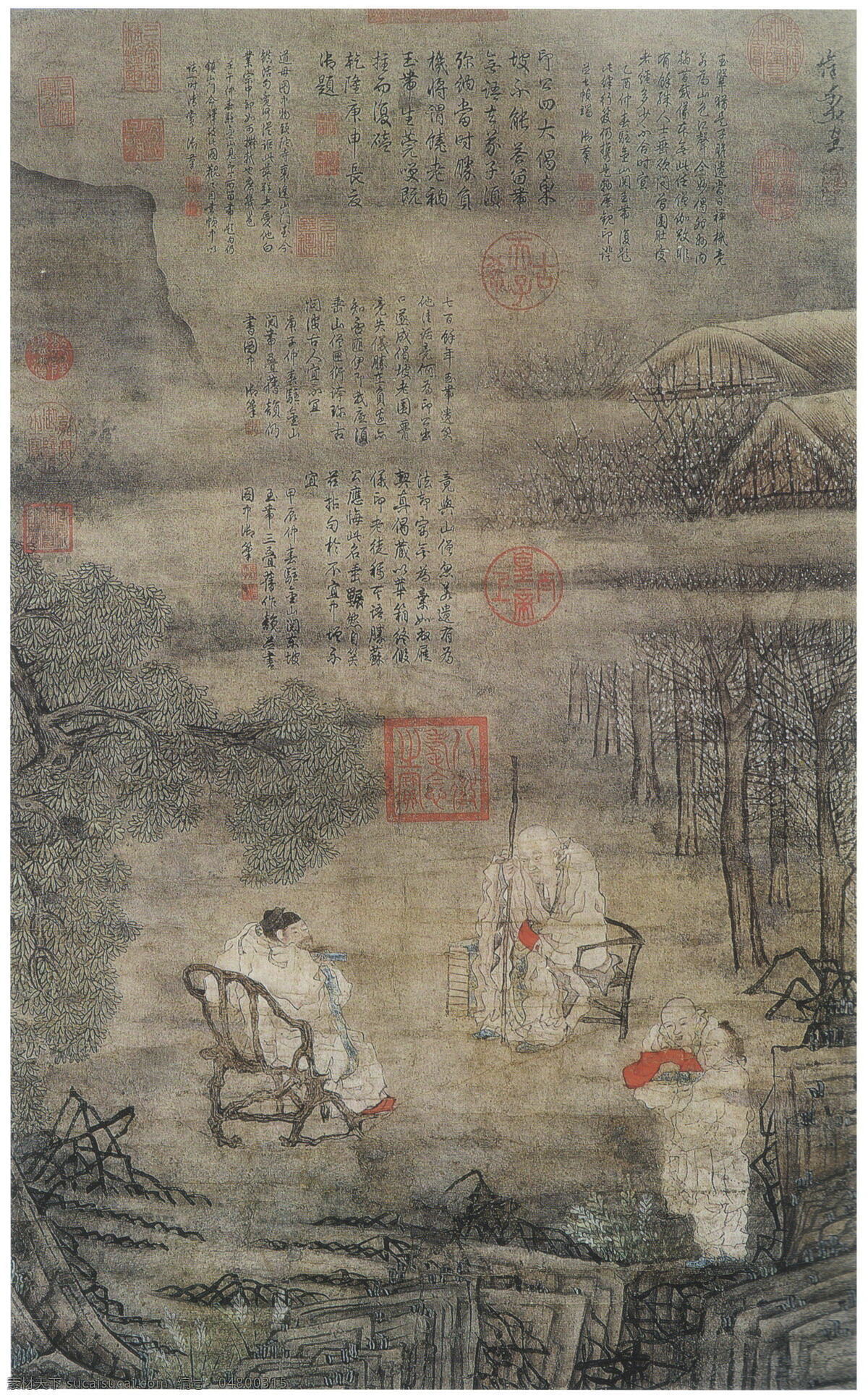 苏轼留带图 明 崔子忠 古画 古代绘画 国画 中国古画 书画 中国文化 国宝 山水画 诗画 中国古代绘画 绘画书法 文化艺术