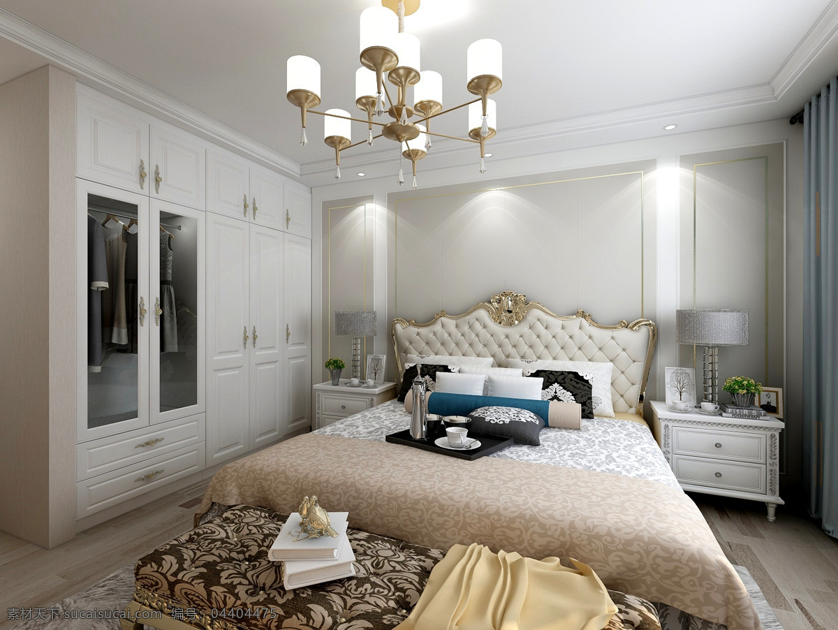 室内设计 简 欧 风格 卧室 简欧风格卧室 欧式衣柜 白色衣柜 欧式床 全屋定制 板式家具 简美 简约风格 环境设计
