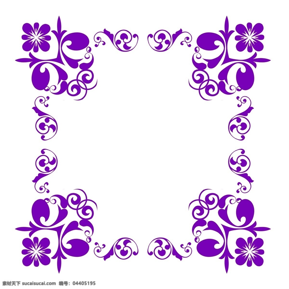 紫色 花朵 花 藤 插图 紫色边框 可爱的边框 美丽的边框 欧式的边框 正方形边框 大气的边框