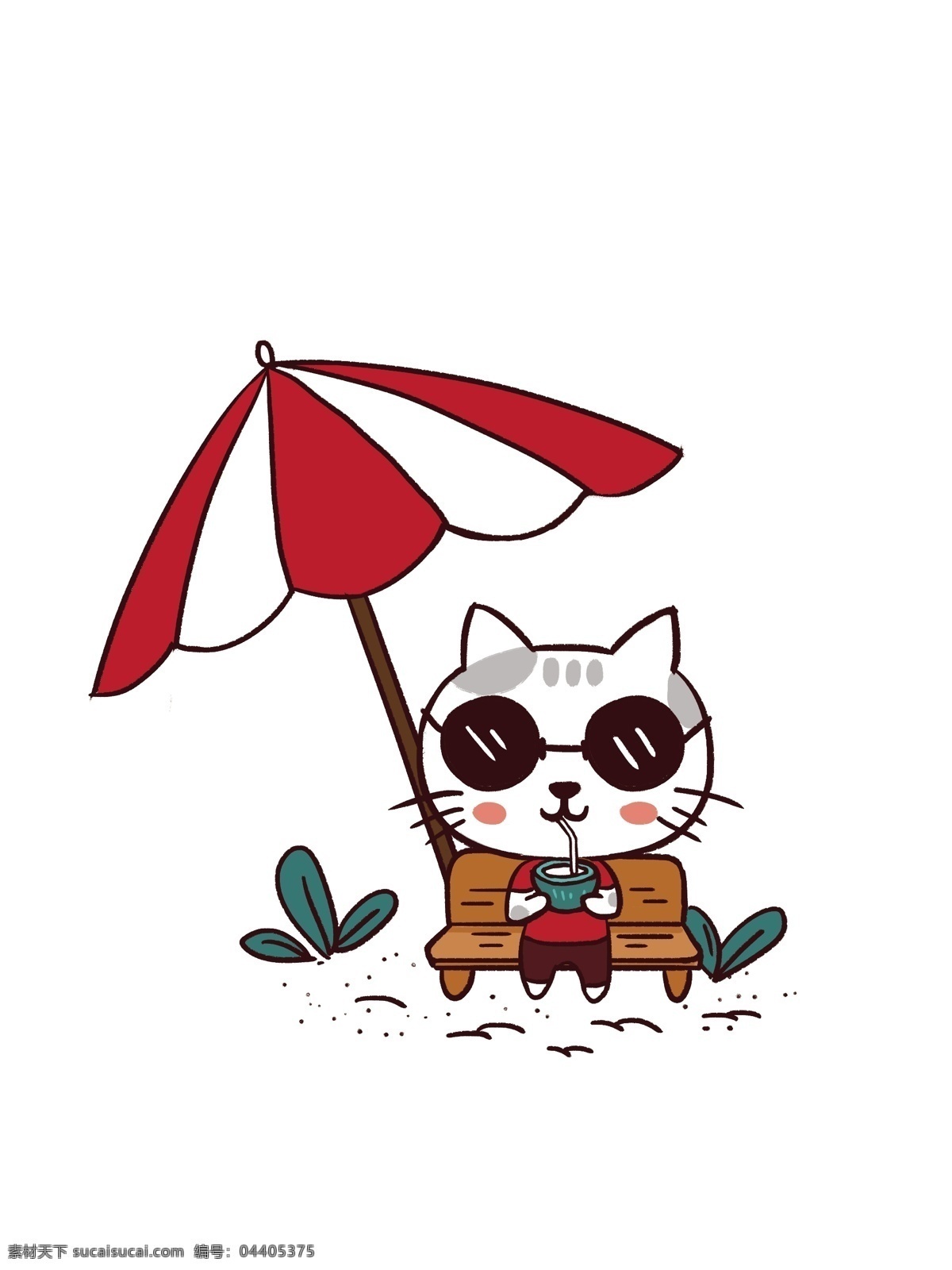 简约 可爱 猫咪 沙滩 喝 椰 汁 帆布 袋 太阳伞 椰汁 帆布袋 包装