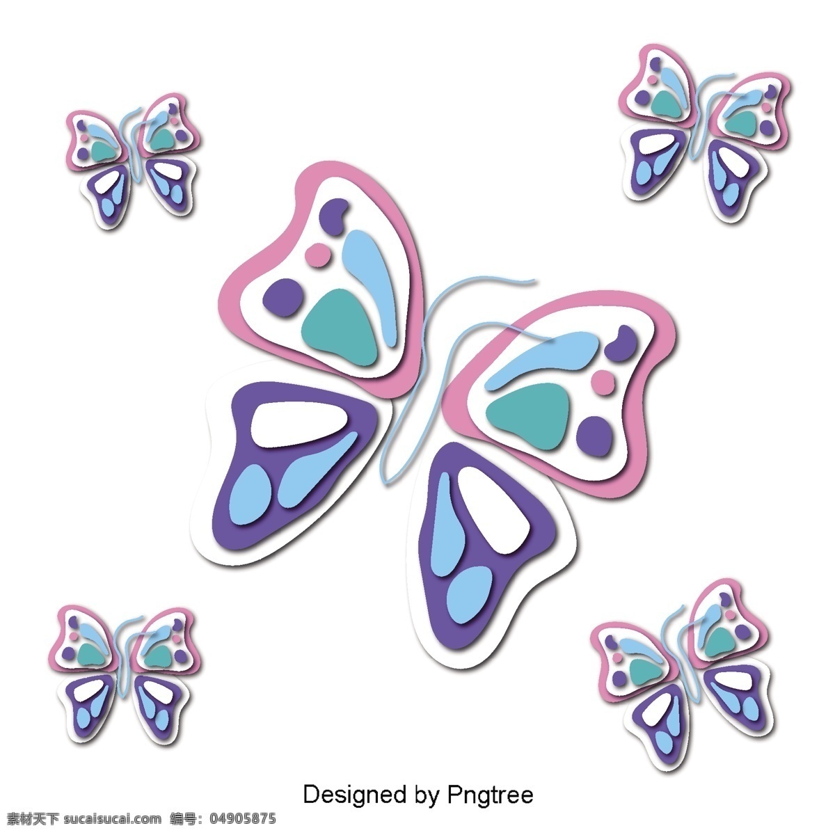 美丽 的卡 通 可爱 手绘 彩色 蝴蝶 翅膀 漂亮 卡通 平面 颜色 幻想 装饰