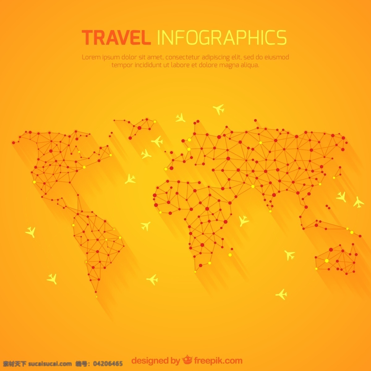 橙色 世界 旅行 地图 矢量 航线 环球 飞机 轨迹 信息图 矢量图