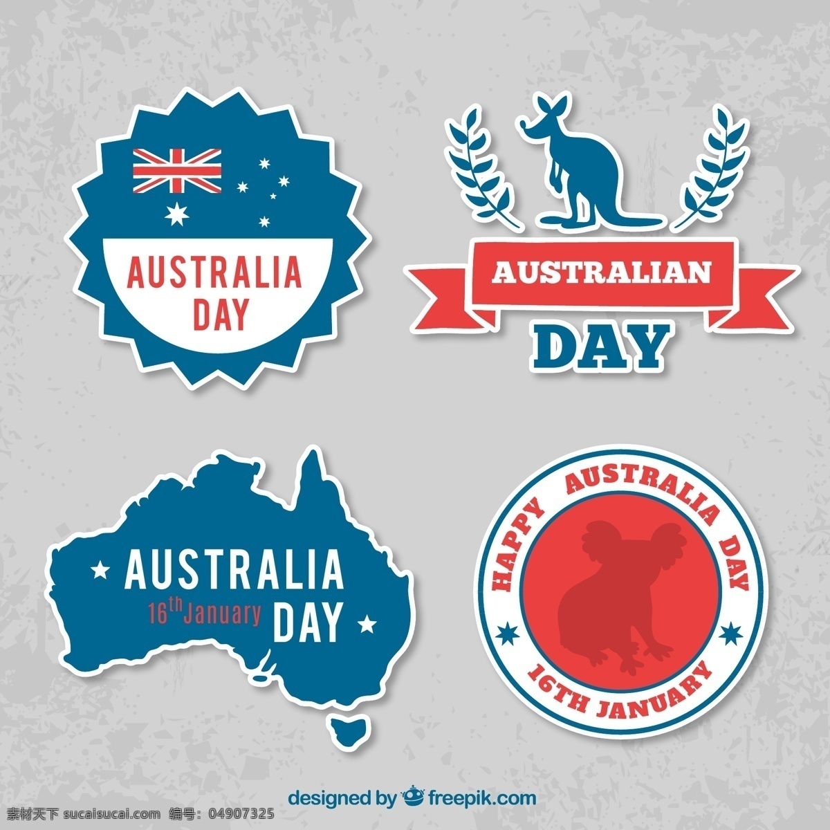 创意 澳大利亚 日 标签 澳大利亚日 袋鼠 澳大利亚国旗 考拉熊 标志 招贴设计