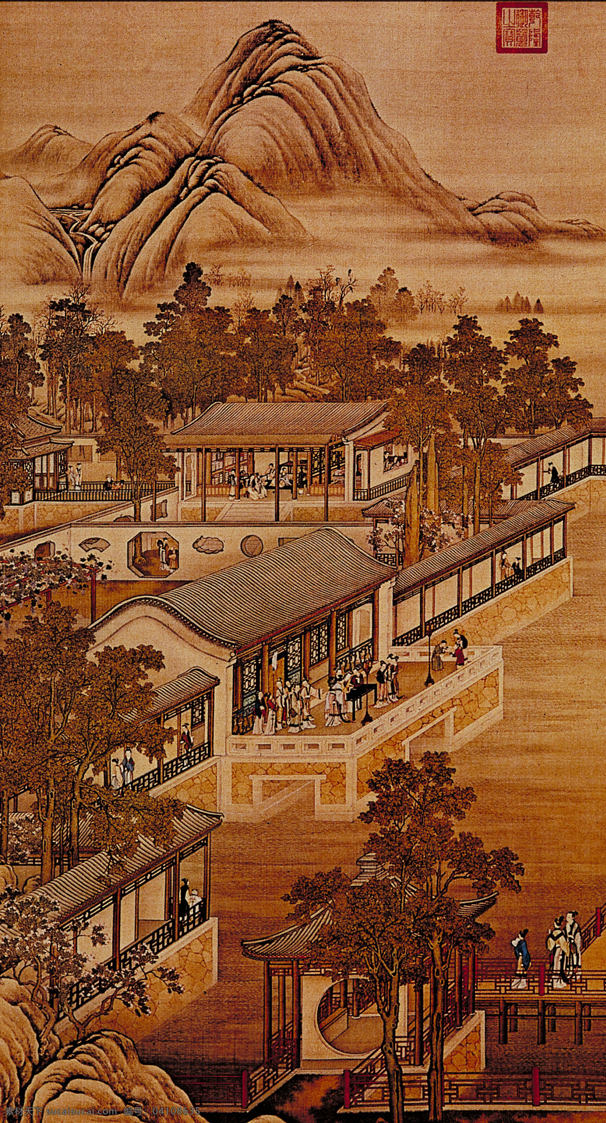 古代建筑 山水画 国画 油画 插画 手绘 素描 装饰画 无框画 中国风 油墨 古代 破旧 书画文字 文化艺术