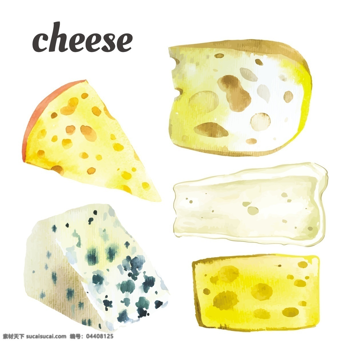 各种斑点奶酪 设计素材 黄色 食物 奶酪效果图 矢量素材 矢量图 设计元素 奶油