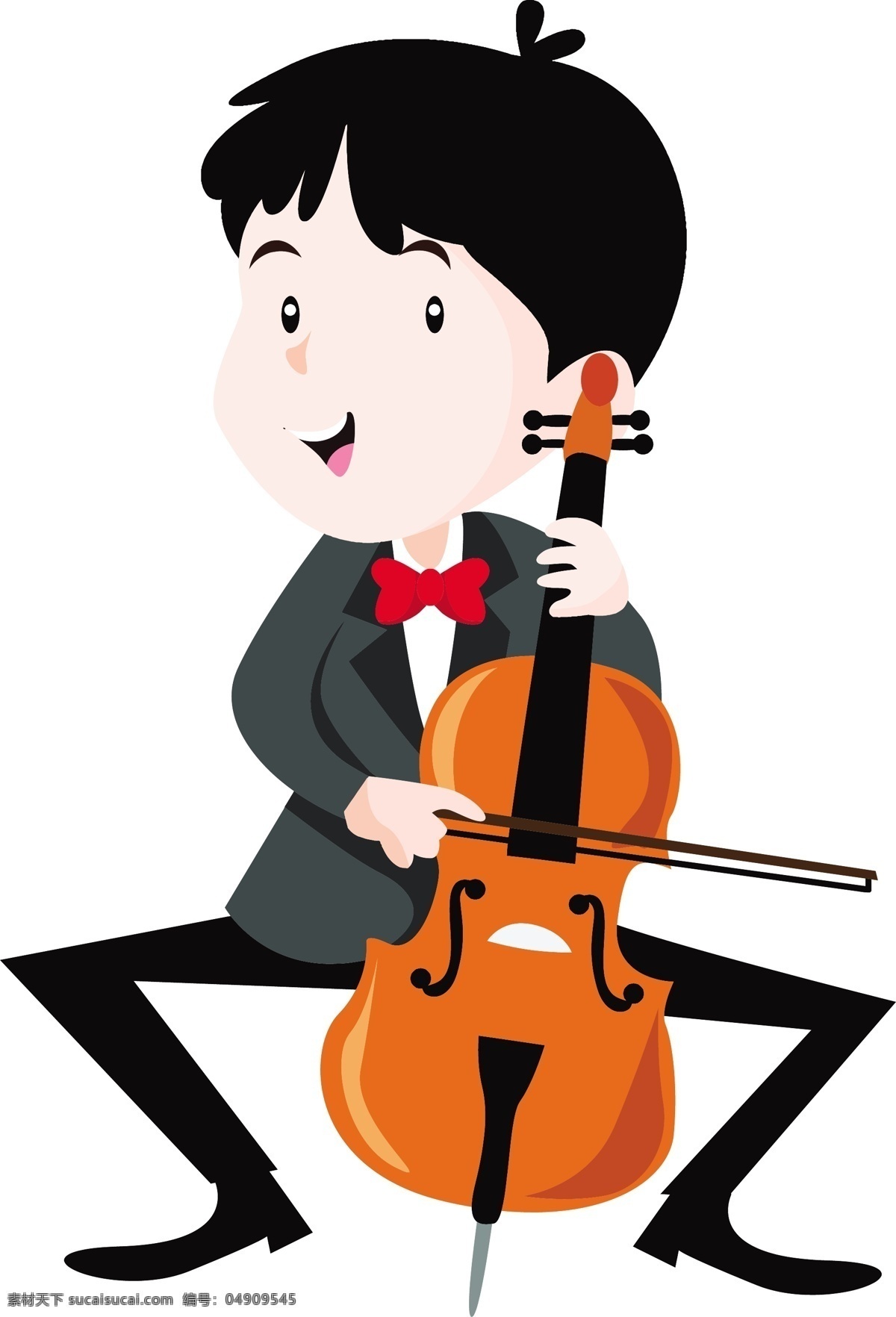 大提琴 孩子 乐队 矢量 可爱 卡通儿童 插画漫画 儿童孩子男孩 白色