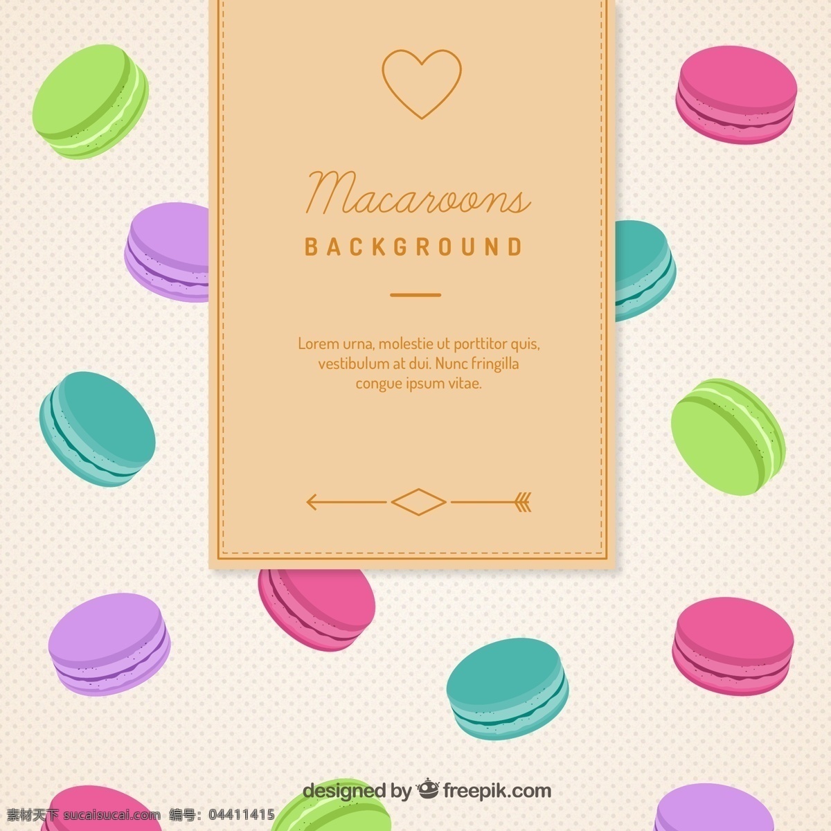彩色 马卡 龙背 景 矢量 法式甜点 烘培食品 马卡龙 背景 水玉点 爱心 矢量图