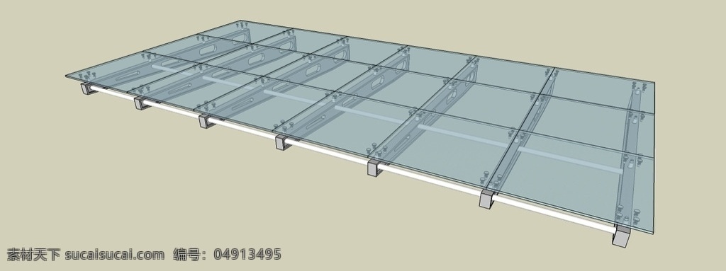 点 抓 式 玻璃 雨棚 点抓式 钢 钢框架 3d设计 室外模型 skp