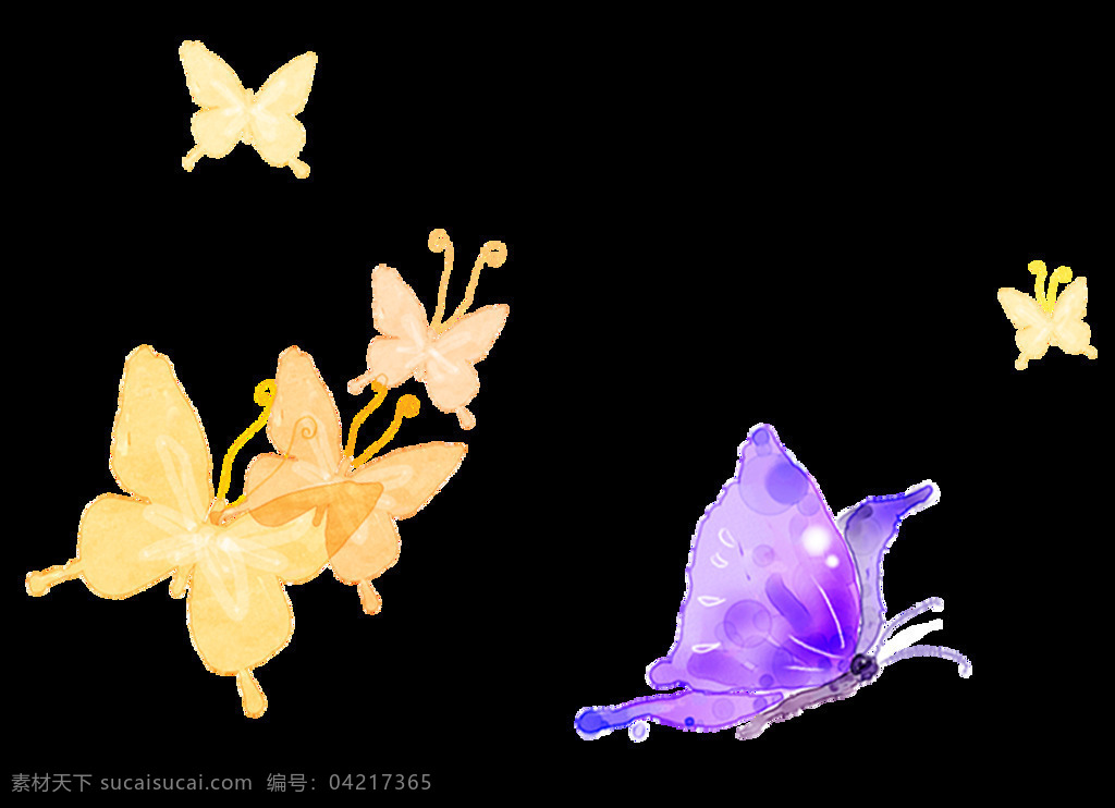 水墨 中国 风 漂亮 蝴蝶 中国风 黄色 紫色 飞舞 水彩 翩翩起舞 美丽 昆虫