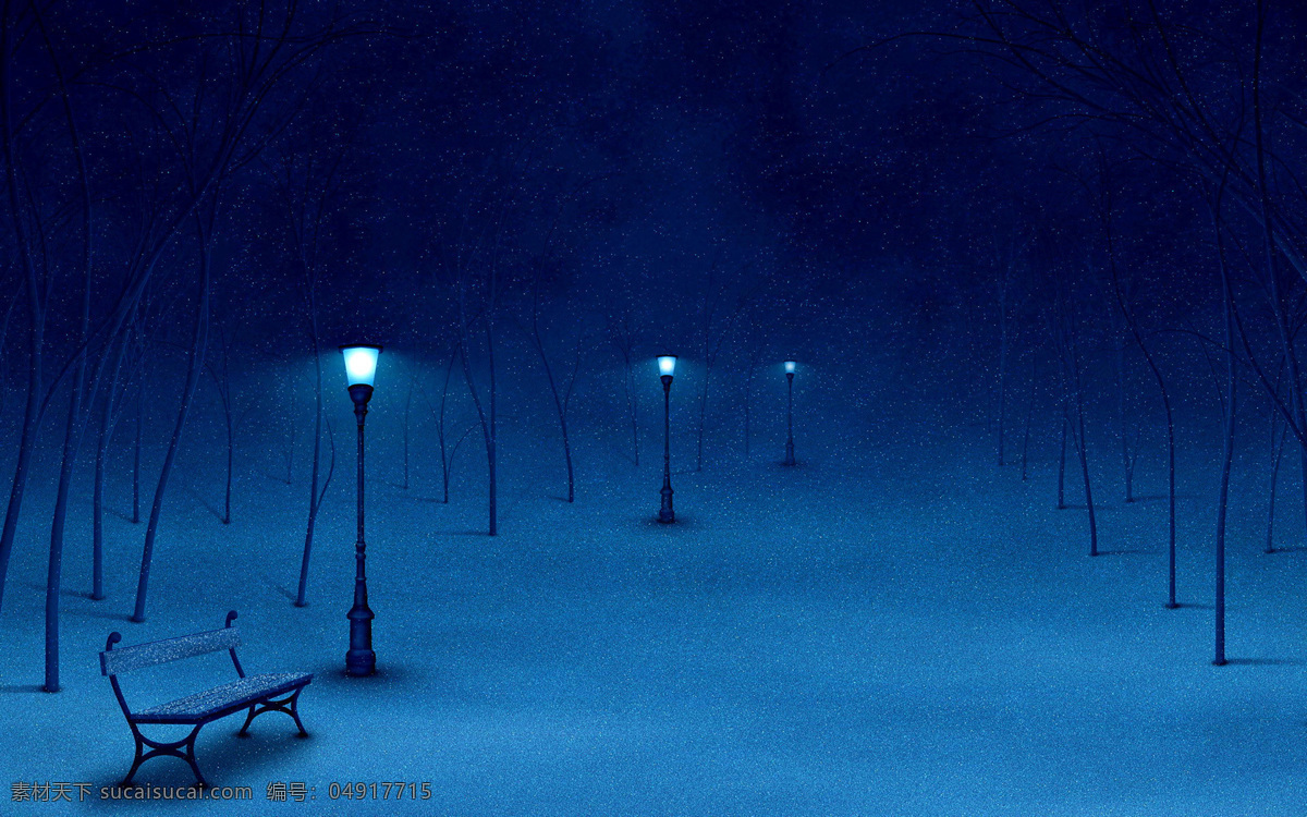 夜幕 雪地 上 路灯 长椅 灯光 自然 景观 风景 高清大图 背景大图 壁纸 背景壁纸 自然景观 自然风景