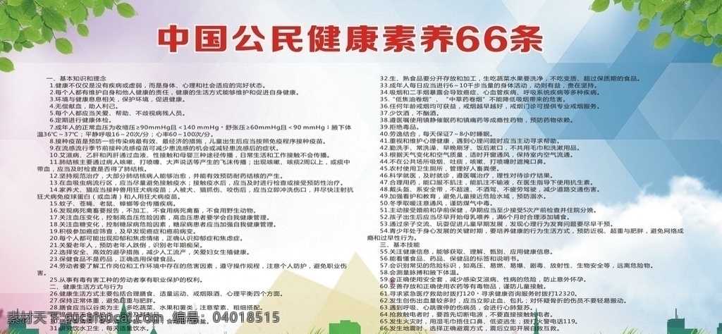 中国 公民 健康 素养 条 66条 模板 室内广告设计