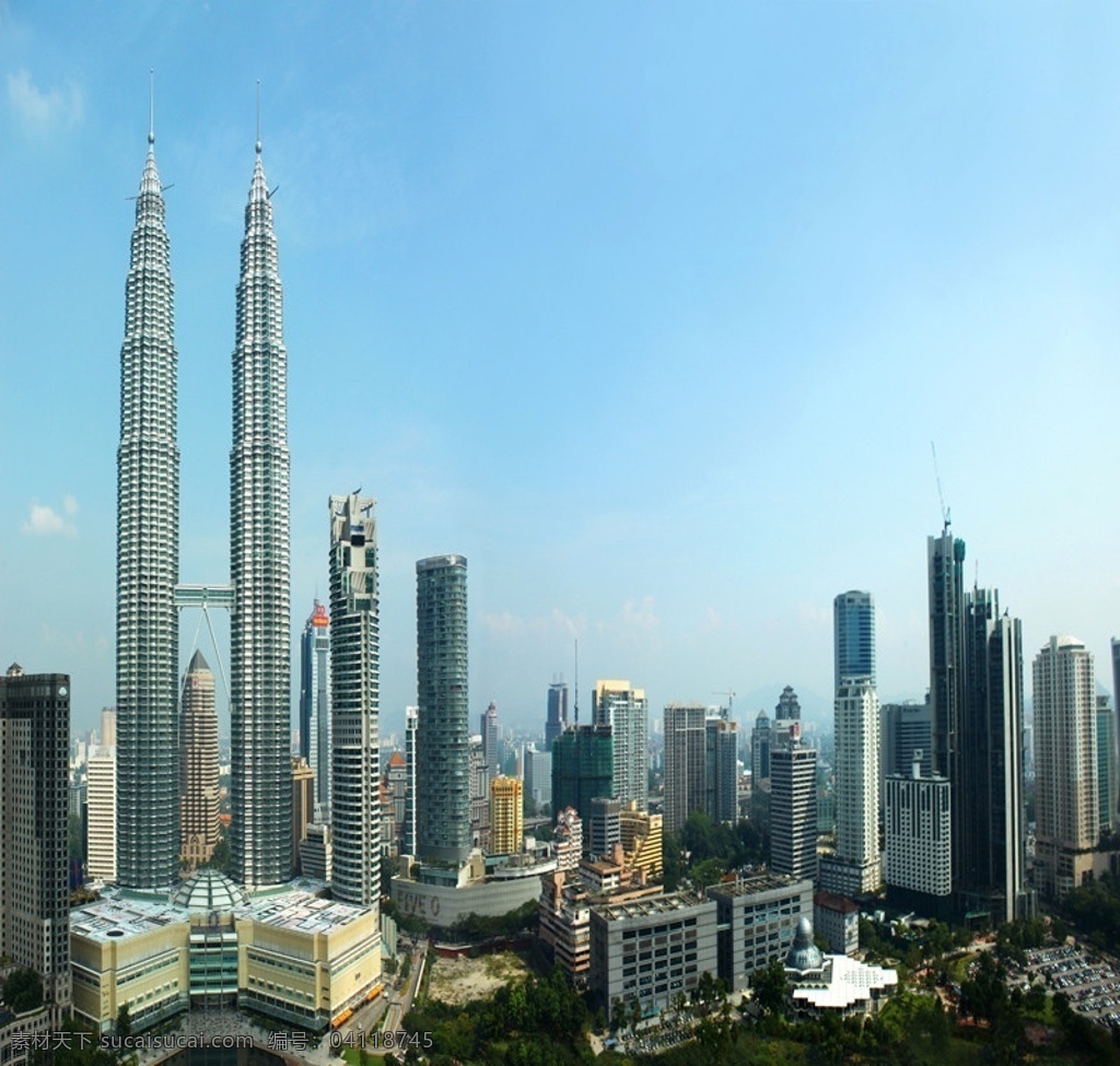 马来西亚 吉隆坡 双子 塔 双子塔 东南亚 风光 高楼 大厦 楼群 蓝天 建筑 大楼 建筑景观 自然景观