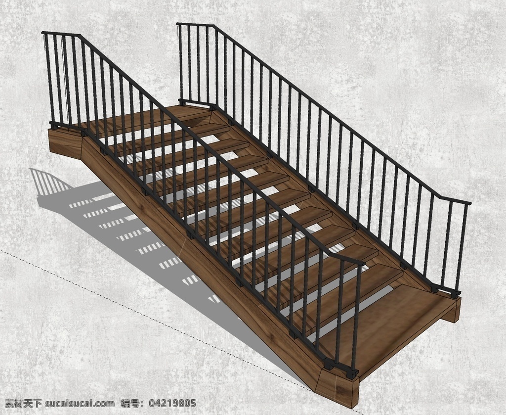 楼梯平台 栏杆 扶手 家居 草图大师 草图大师模型 家具汇总01 环境设计 家居设计 skp