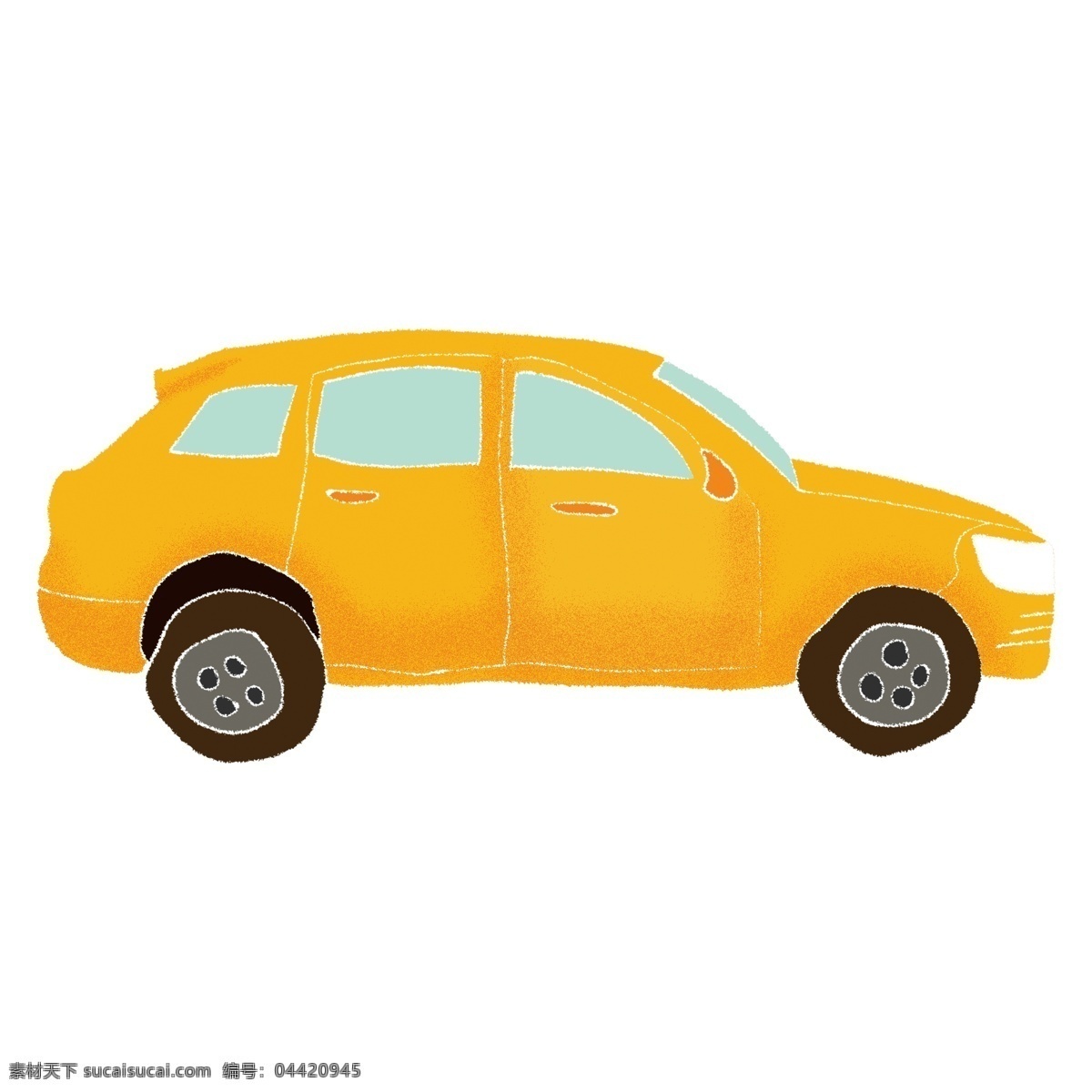 清新 黄色 汽车装饰 元素 装饰元素 手绘 汽车 车辆 阳光 明媚 简约