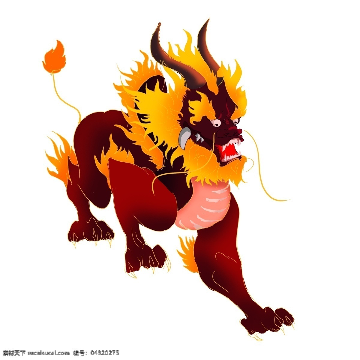 神 兽 麒麟 卡通 手绘 商用 元素 插画 神兽 动物 中国风
