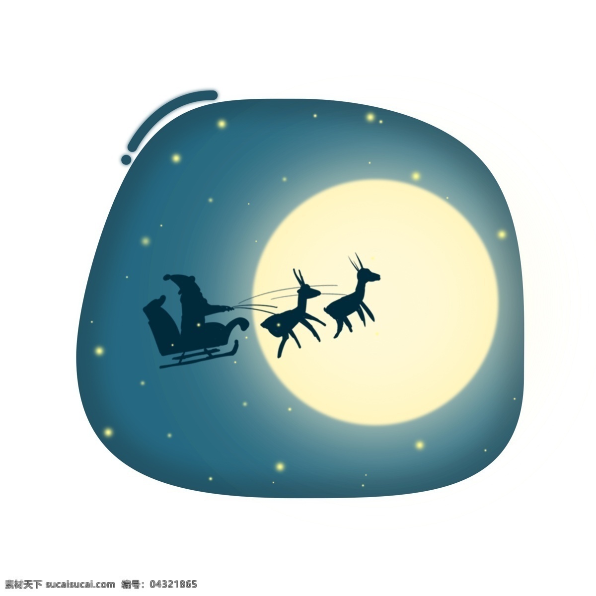 原创 手绘 圣诞 场景 夜空 中 圣诞老人 元素 装饰 圣诞节 星空 设计元素 可商用